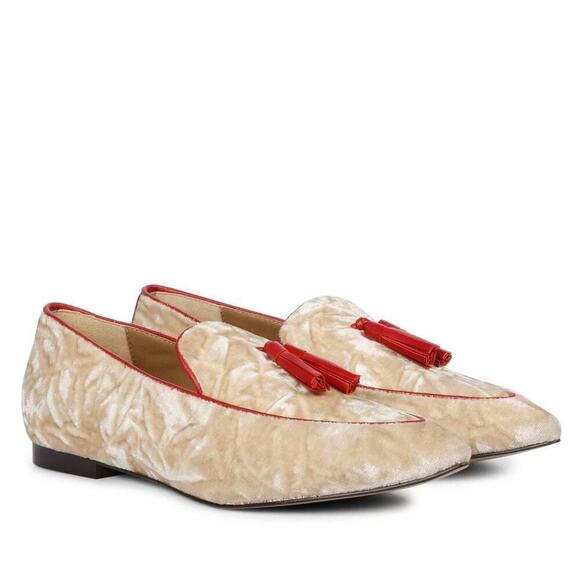 Saint G Shoes - Saint G Saint Simona Cipra Velvet Tassel Moccasins Loafers in "Beige" Sz 7